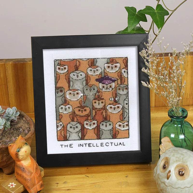 Imposter Insomniac Cartoon Cross Stitch Kit - 18ct & 14ct Cotton Thread Embroidery DIY Handmade Needlework - ToylandEU