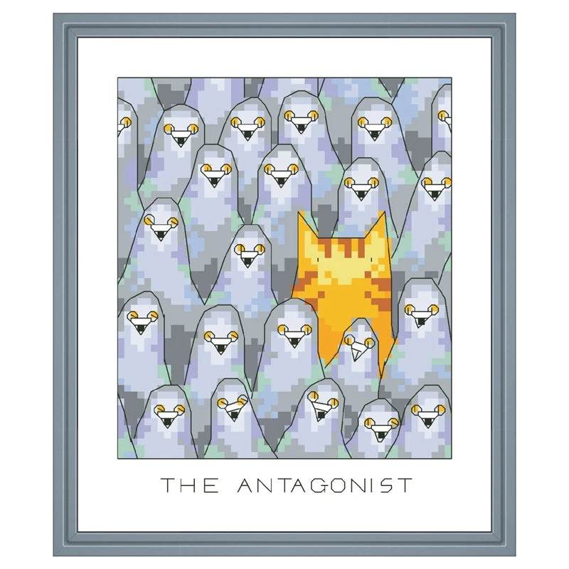 Imposter Insomniac Cartoon Cross Stitch Kit - 18ct & 14ct Cotton Thread Embroidery DIY Handmade Needlework - ToylandEU