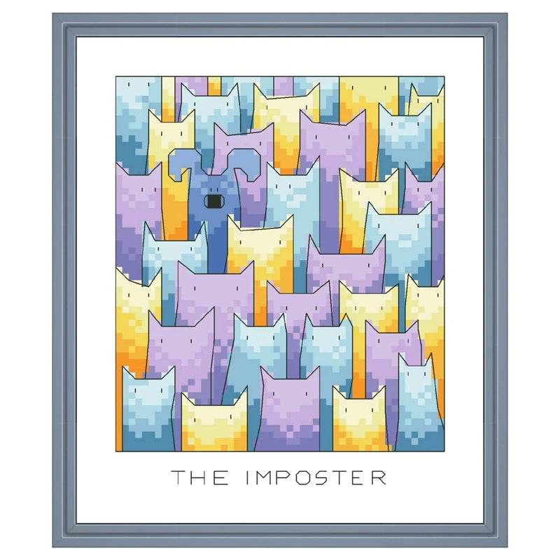 Imposter Insomniac Cartoon Cross Stitch Kit - 18ct & 14ct Cotton Thread Embroidery DIY Handmade Needlework - ToylandEU