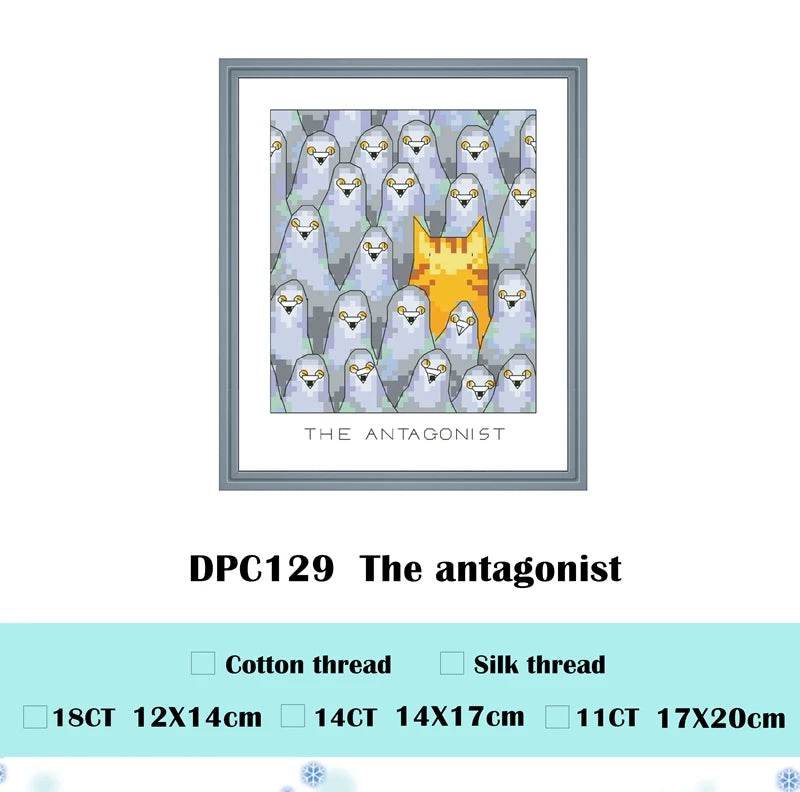 Imposter Insomniac Cartoon Cross Stitch Kit - 18ct & 14ct Cotton Thread Embroidery DIY Handmade Needlework - ToylandEU