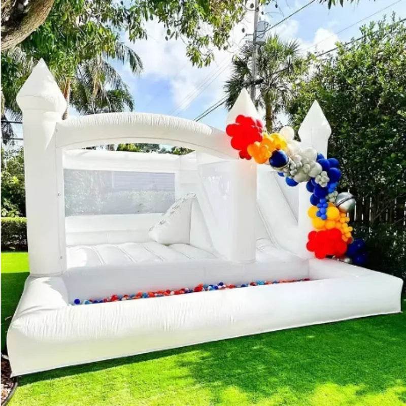 In Stock Large White Bounce House Slide Ball Pit Trampoline - ToylandEU