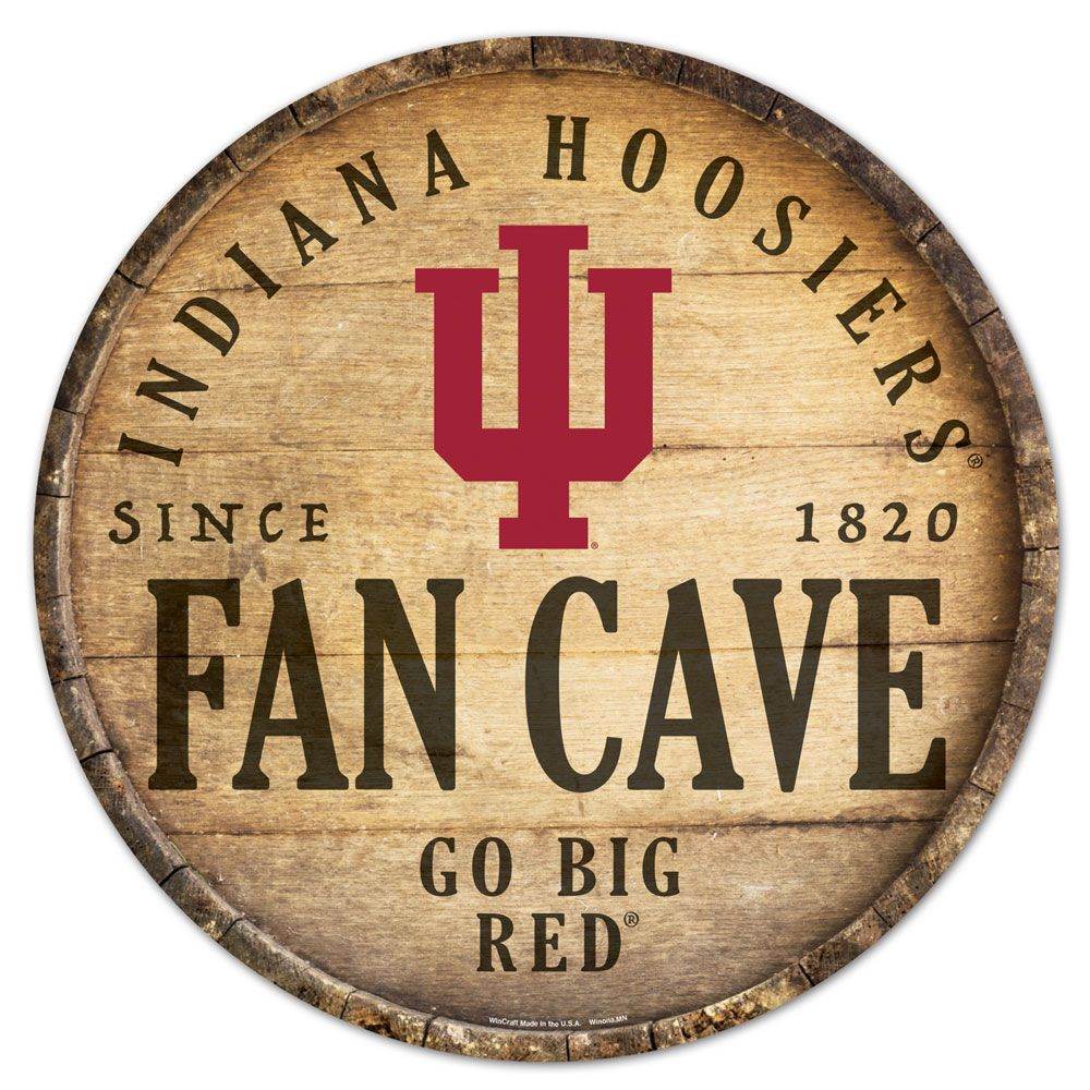 Indiana Hoosiers Wood Sign 14 Inch Round Barrel Top - ToylandEU