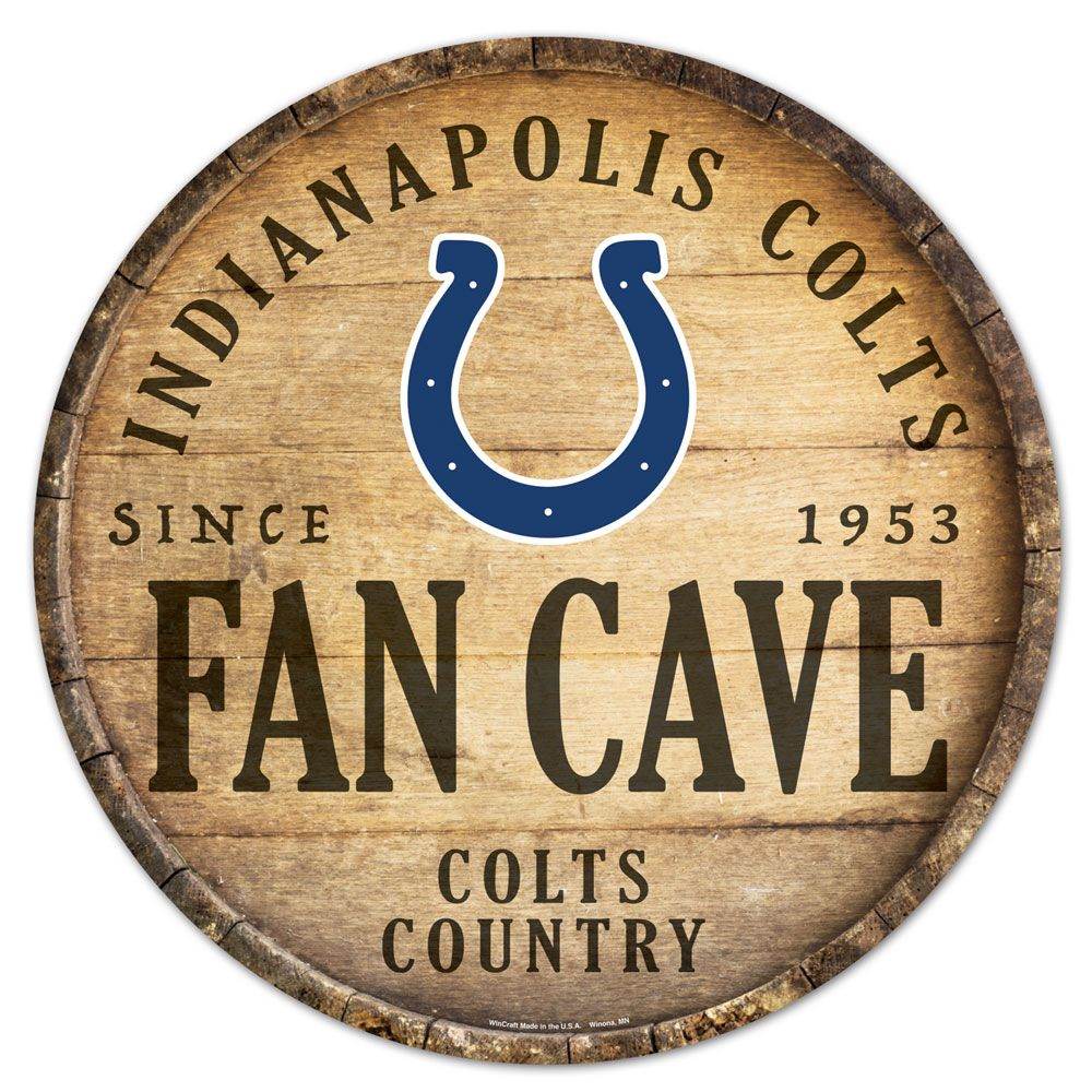 Indianapolis Colts Round Wood Sign 14 Inch Barrel Top - ToylandEU