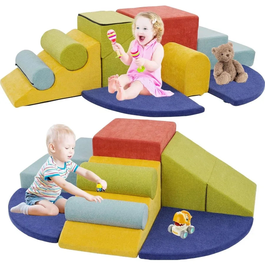 Indoor Foam Climbing Blocks Play Set With Safe Slide - ToylandEU