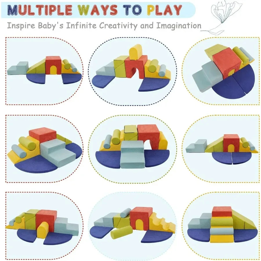 Indoor Foam Climbing Blocks Play Set With Safe Slide - ToylandEU