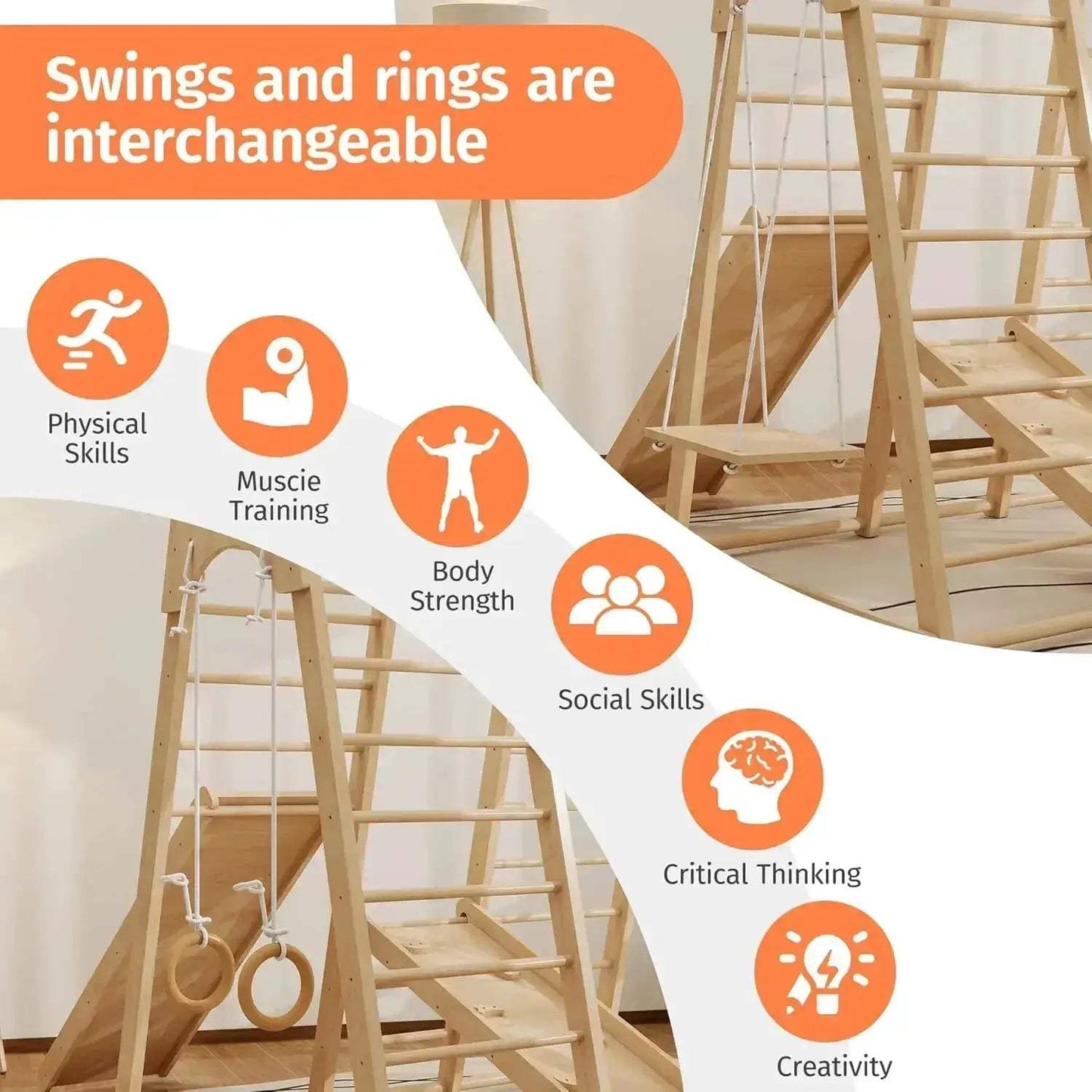 Indoor Jungle Gym Montessori Climbing Playground For Toddlers - ToylandEU