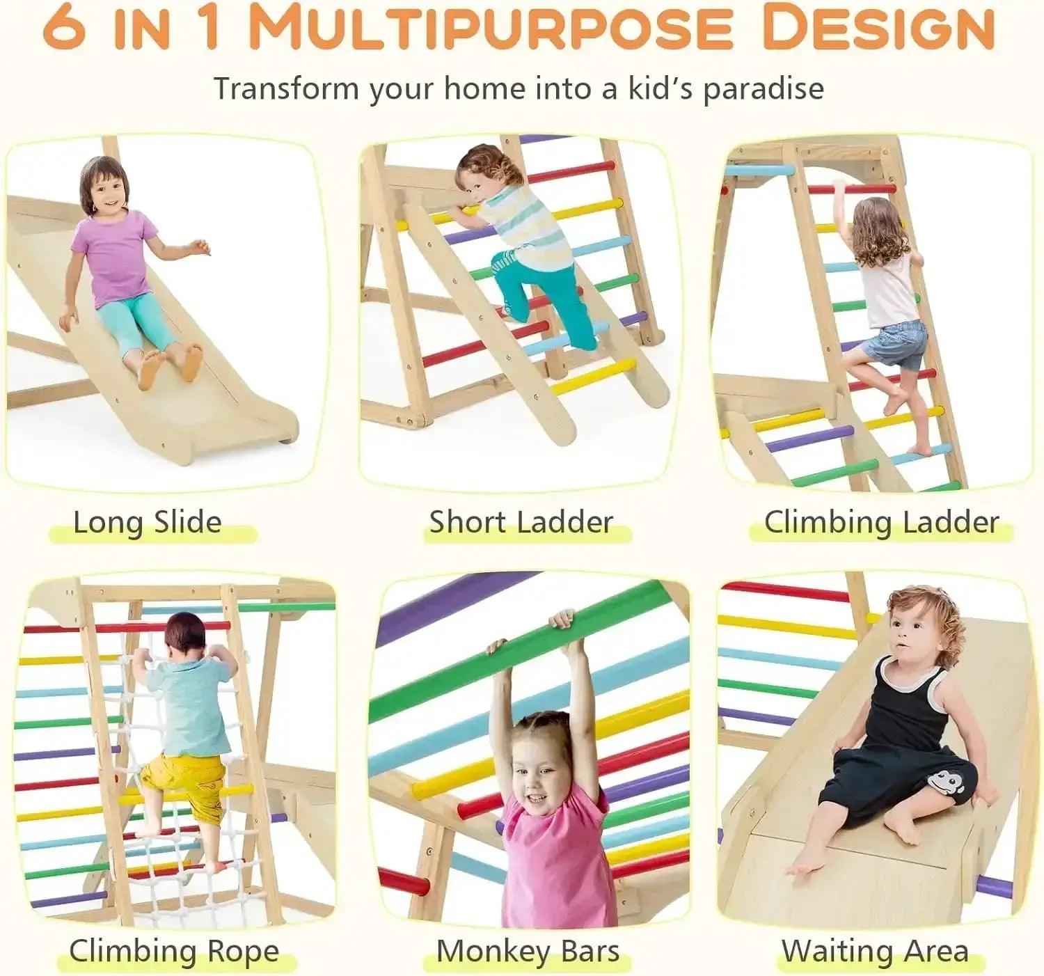  Indoor Jungle Gym Wooden Climber 6 In 1 Playground -  ToylandEU™