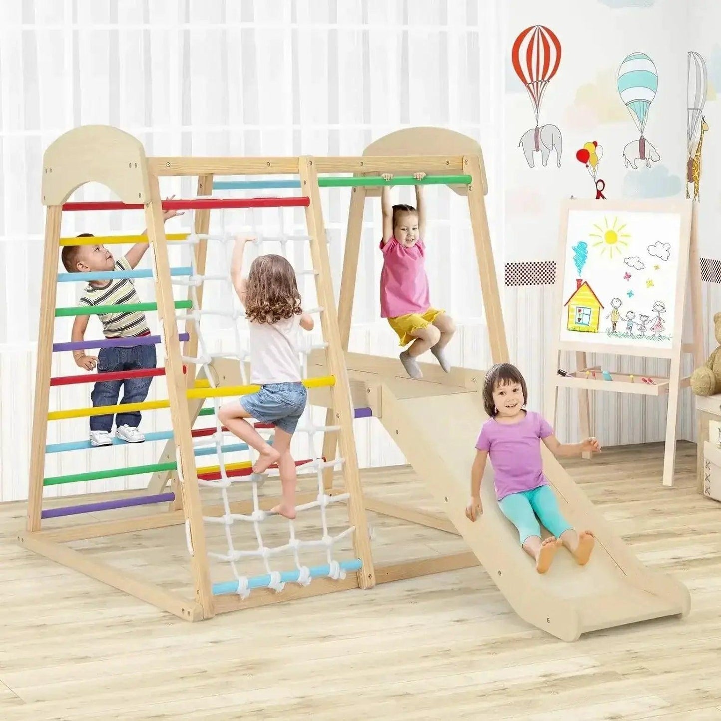  Indoor Jungle Gym Wooden Climber 6 In 1 Playground -  ToylandEU™
