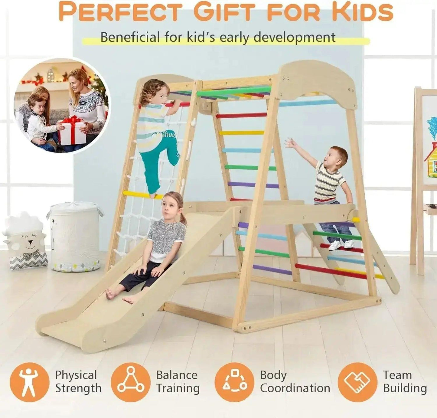  Indoor Jungle Gym Wooden Climber 6 In 1 Playground -  ToylandEU™
