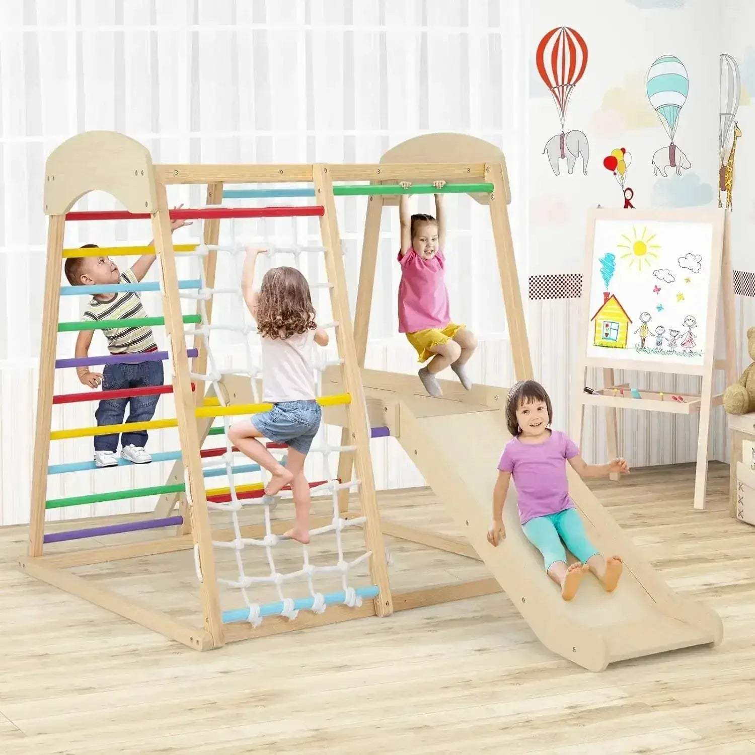 Indoor Jungle Gym Wooden Climber 6 In 1 Playground - ToylandEU