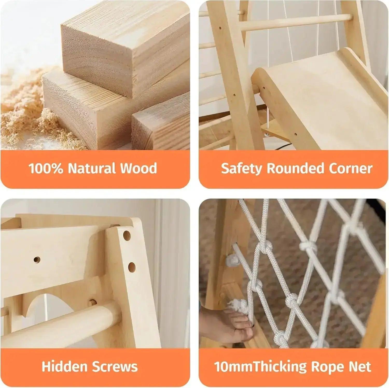  Indoor Jungle Gym Wooden Montessori Climbing Set -  ToylandEU™