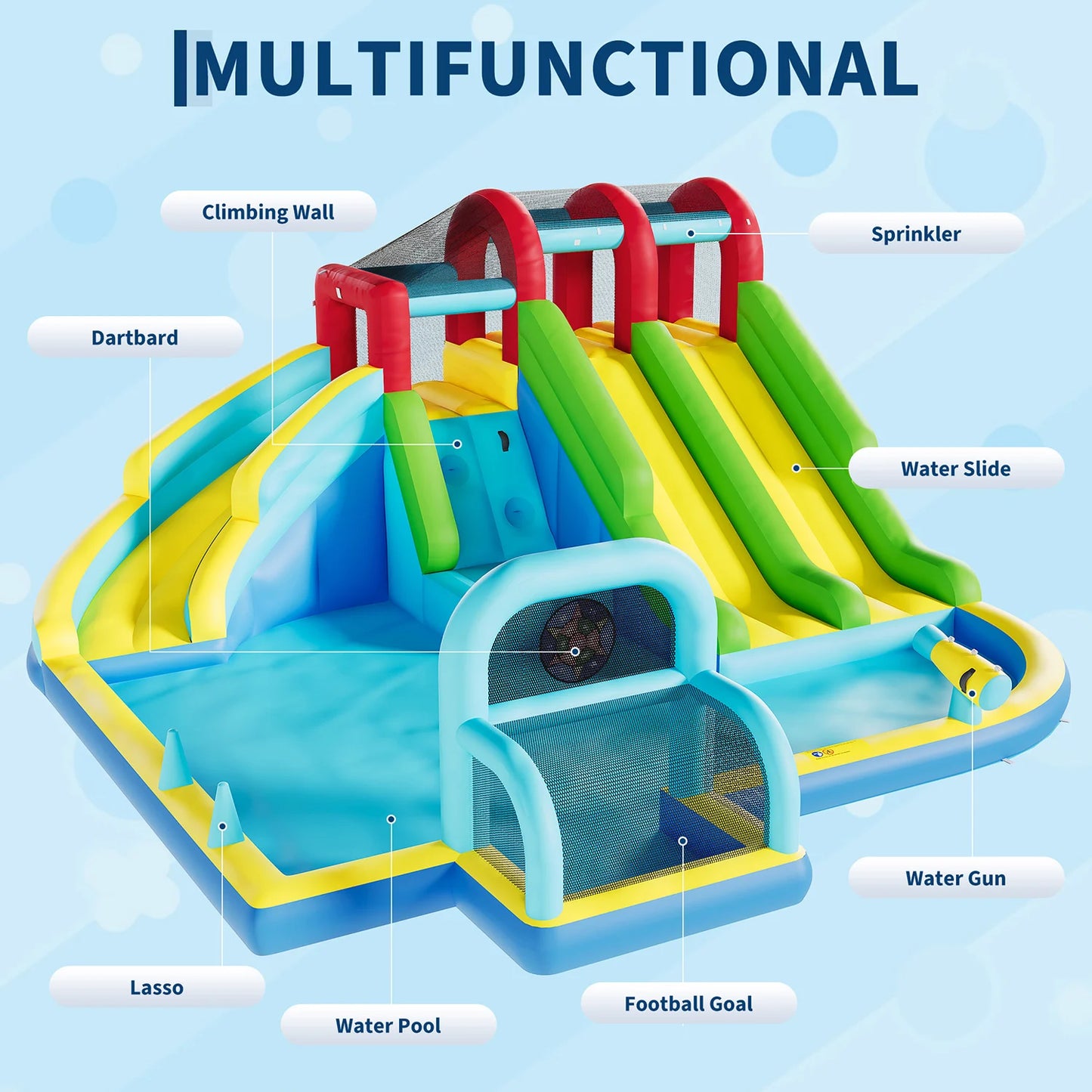 Indoor Outdoor Inflatable Bounce Castle With Three Water Slides