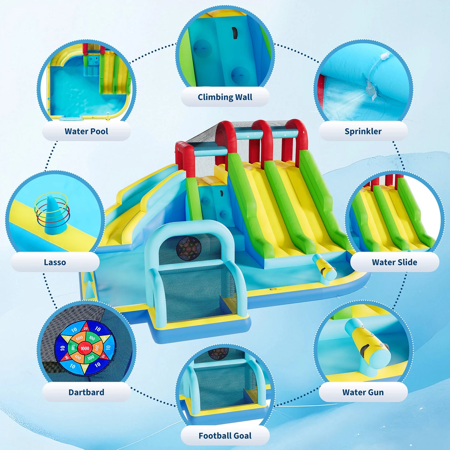 Indoor Outdoor Inflatable Bounce Castle With Three Water Slides