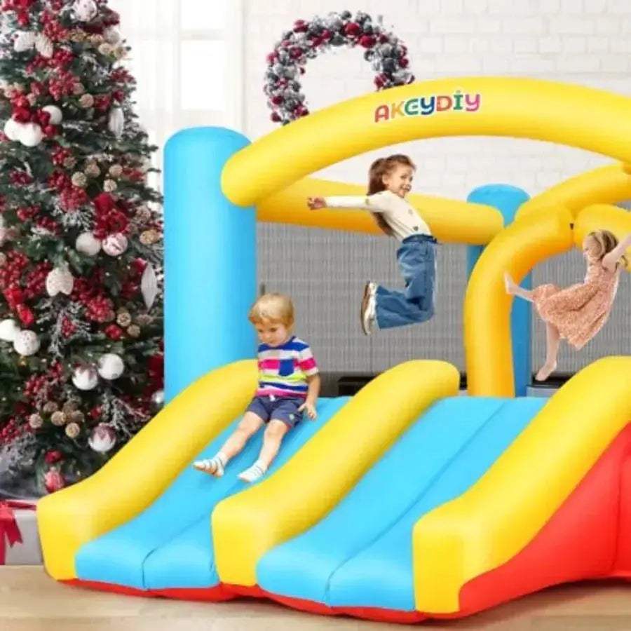 Indoor Outdoor Inflatable Bounce House With Blower And Double Slide - ToylandEU