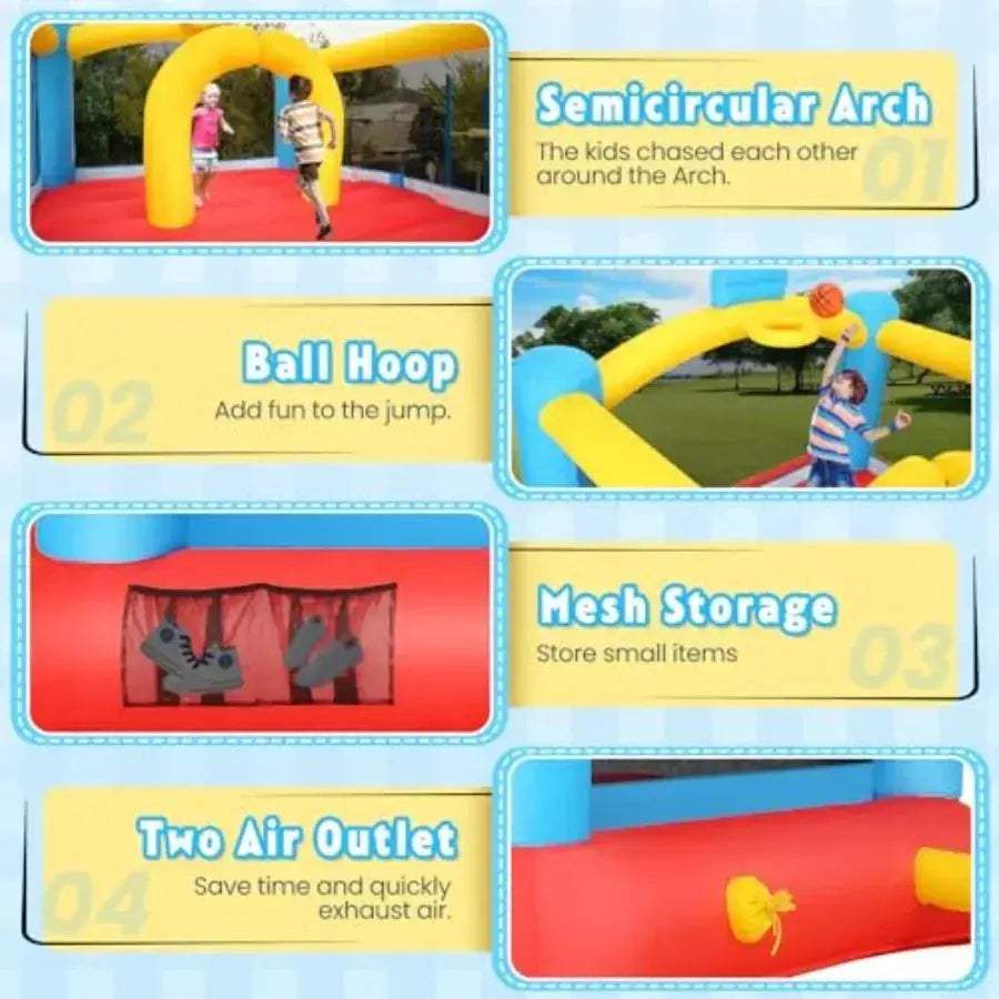 Indoor Outdoor Inflatable Bounce House With Blower And Double Slide - ToylandEU
