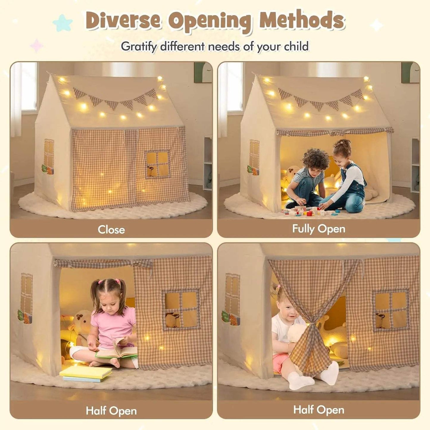  Indoor Outdoor Kids Play Tent Padded Mat And Lights -  ToylandEU™