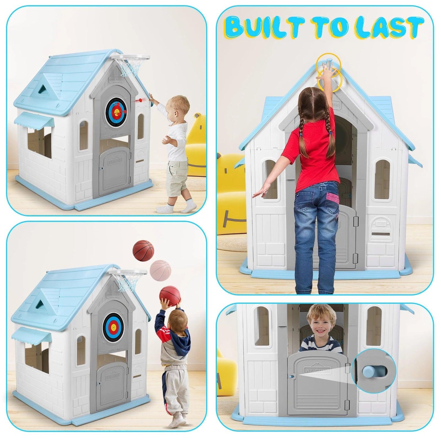  Indoor Outdoor Playset Durable Plastic Playhouse Hoop -  ToylandEU™
