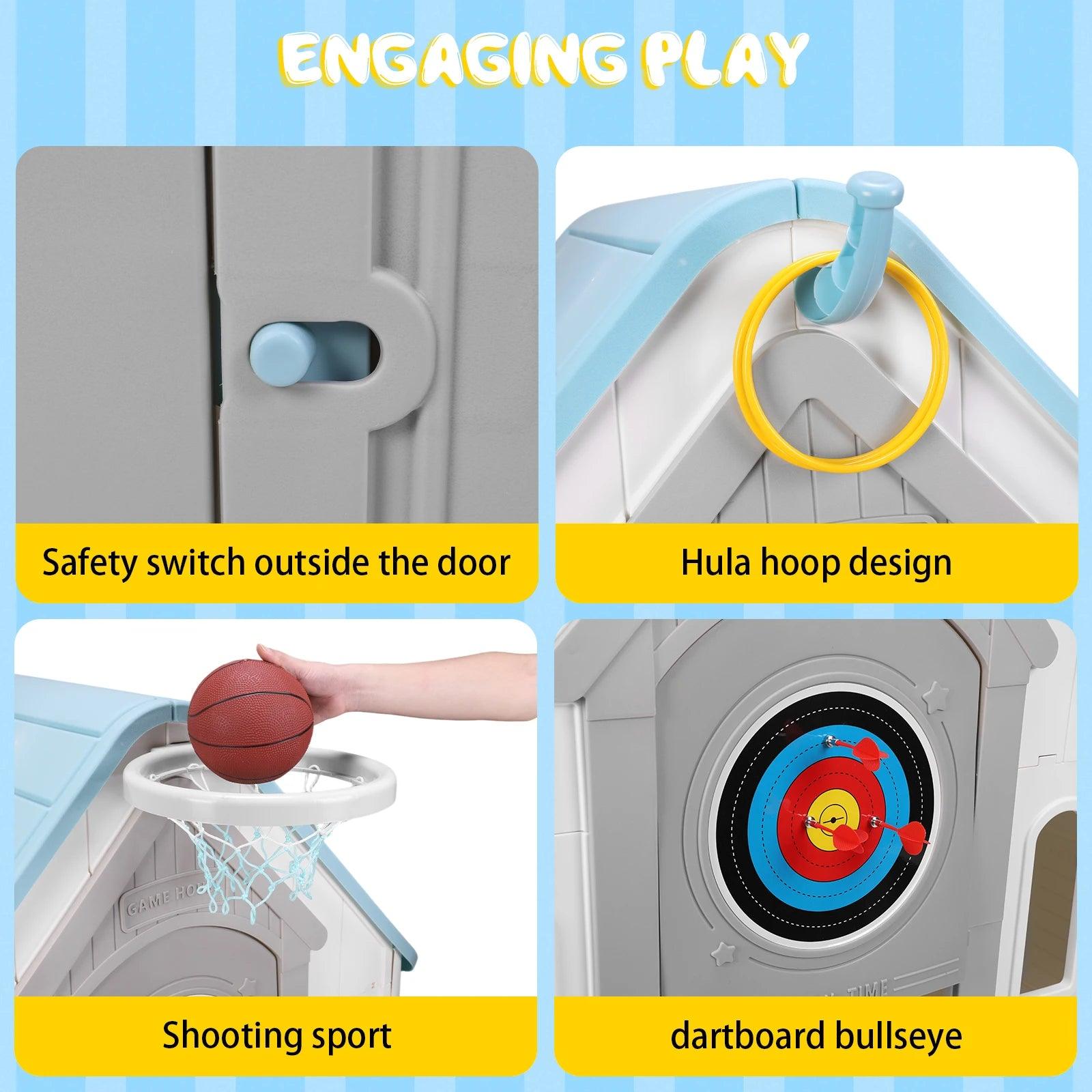  Indoor Outdoor Playset Durable Plastic Playhouse Hoop -  ToylandEU™