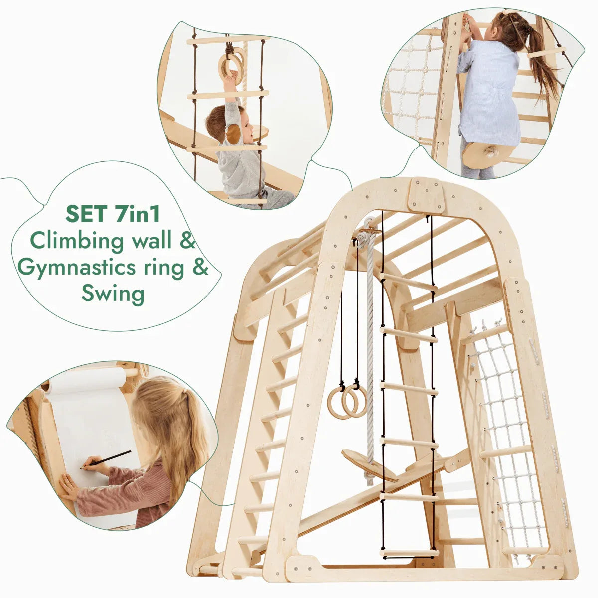 Indoor Playground for Children - 7in1 Playground + Swings Set + Slide Board + Art Set - ToylandEU