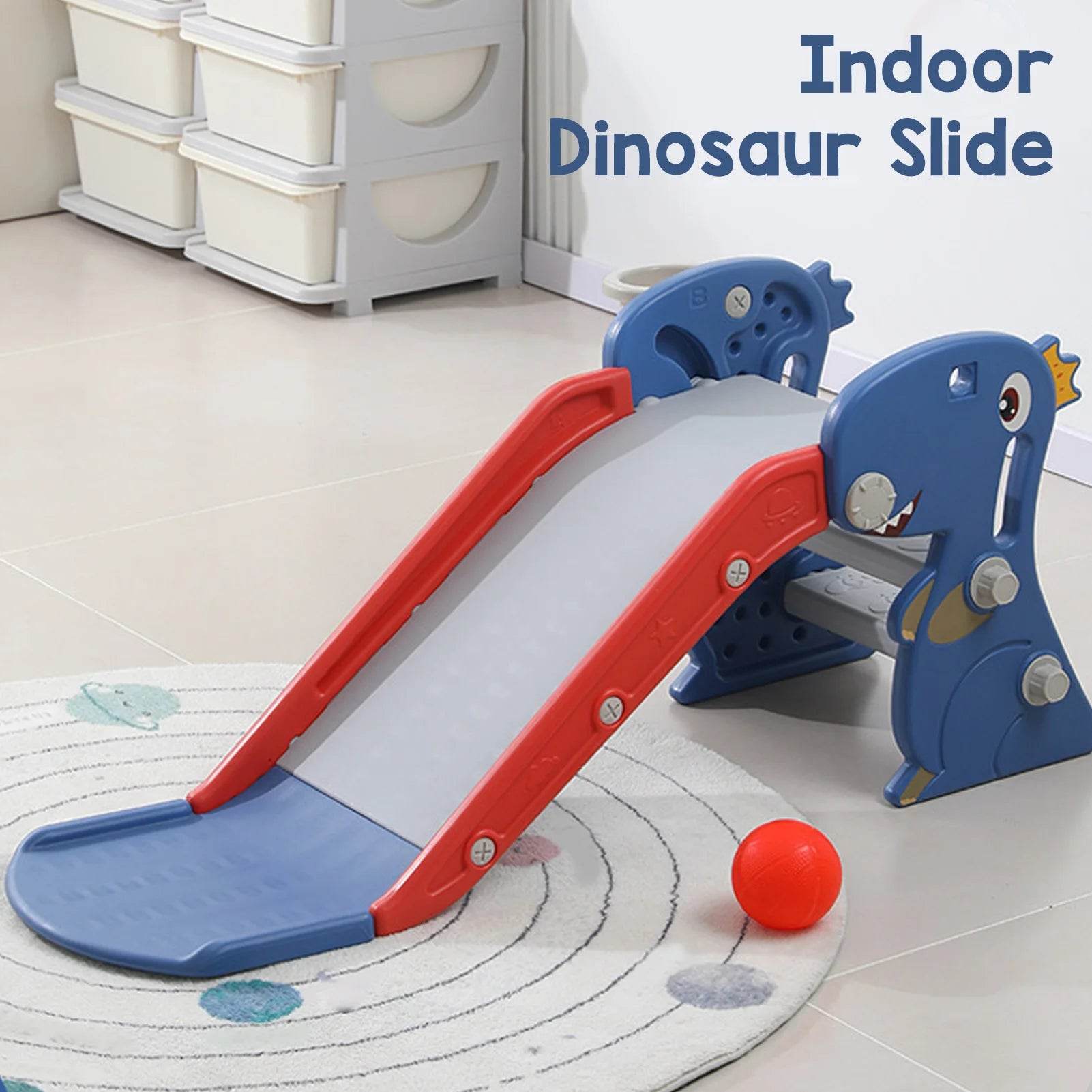 Indoor Slide Blue Construction Multipurpose Folding Slide with Basketball Hoop for Kids 0 To 3 Years - ToylandEU
