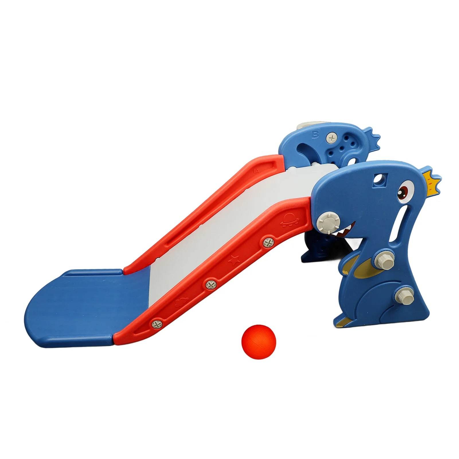 Indoor Slide Blue Construction Multipurpose Folding Slide with Basketball Hoop for Kids 0 To 3 Years - ToylandEU