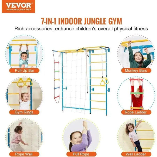  Indoor Wooden Jungle Gym 7 In 1 Climbing Playset -  ToylandEU™
