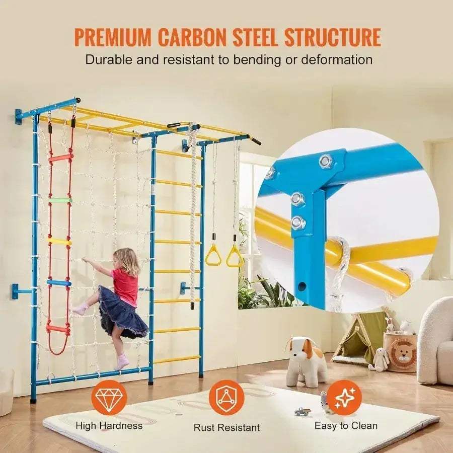 Indoor Wooden Jungle Gym 7 In 1 Climbing Playset Toddlers - ToylandEU