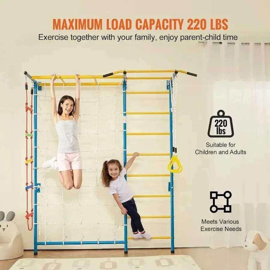 Indoor Wooden Jungle Gym 7 In 1 Climbing Playset Toddlers - ToylandEU