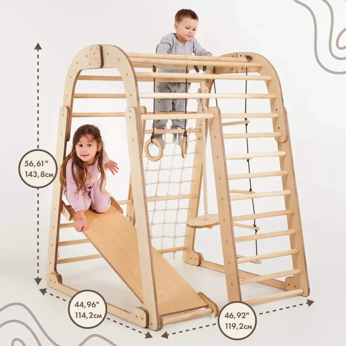 Indoor Wooden Playground for Children - 6in1 Playground + Swings Set + Slide Board - ToylandEU