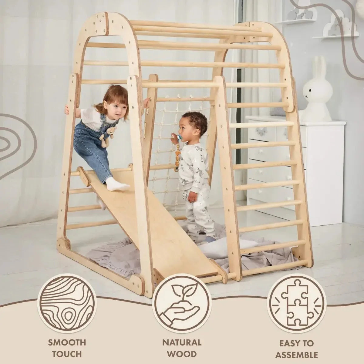 Indoor Wooden Playground for Children - 6in1 Playground + Swings Set + Slide Board - ToylandEU