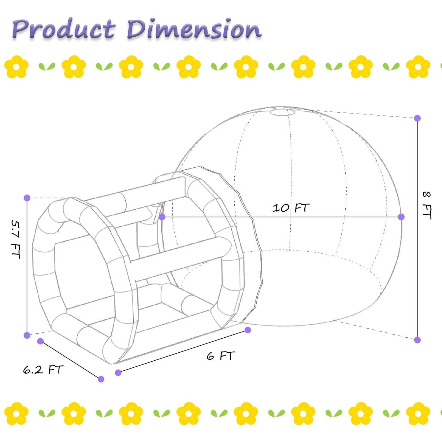 Inflatable 3M 10FT PVC Bubble House Children Toys Castle - ToylandEU
