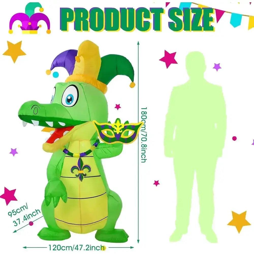  Giant 6ft Inflatable Mardi Gras Alligator With LED Lights -  ToylandEU™