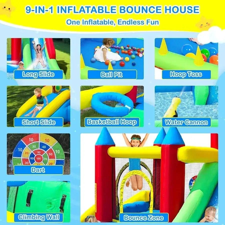  Inflatable 9 In 1 Bounce House With Dual Slides -  ToylandEU™