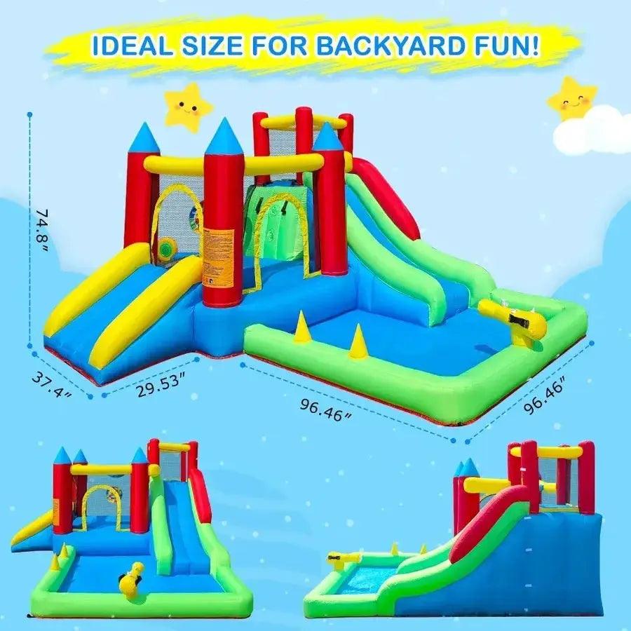  Inflatable 9 In 1 Bounce House With Dual Slides -  ToylandEU™