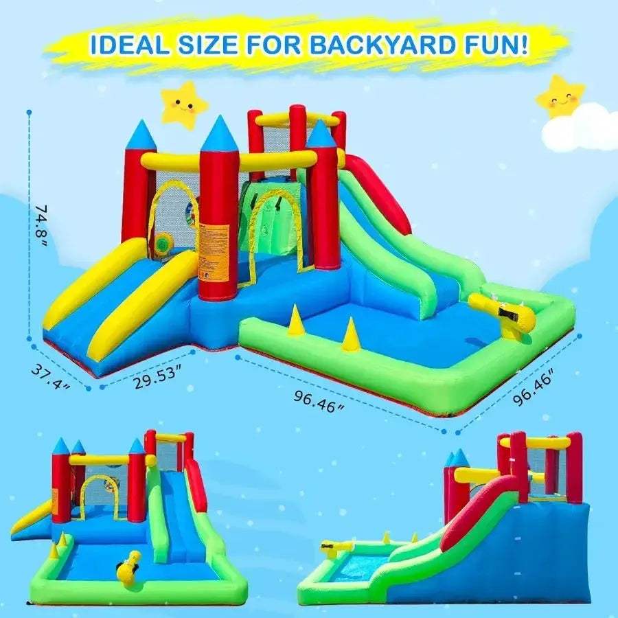 Inflatable 9 In 1 Bounce House With Dual Slides Kids - ToylandEU