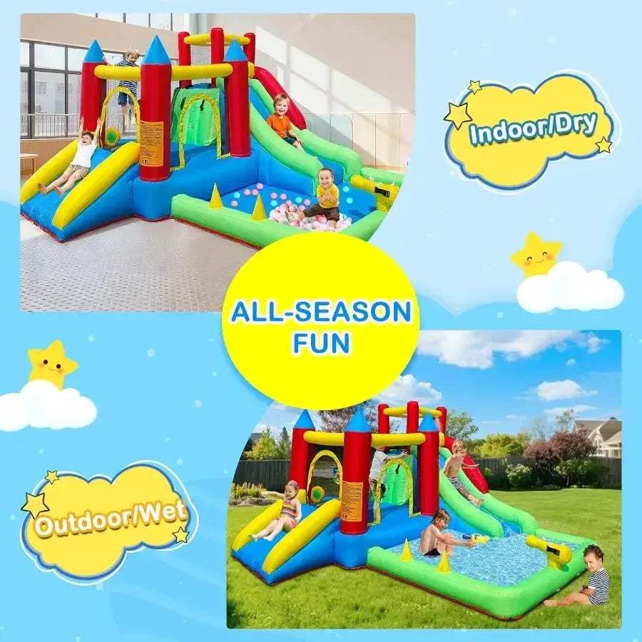 Inflatable 9 In 1 Bounce House With Dual Slides Kids - ToylandEU