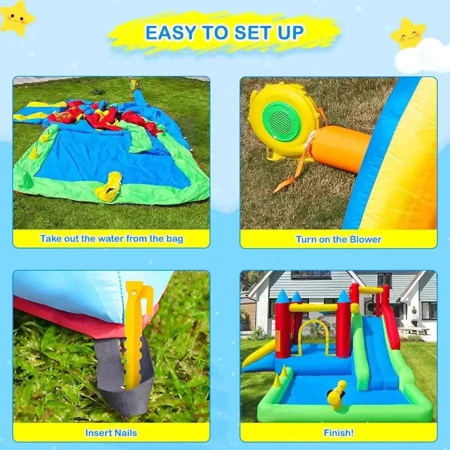 Inflatable 9 In 1 Bounce House With Dual Slides Kids - ToylandEU