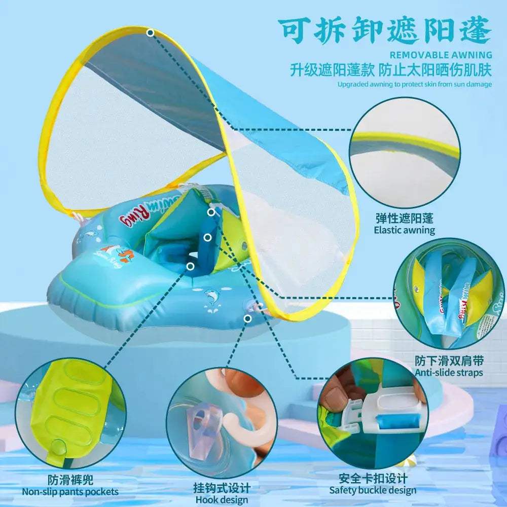  Inflatable Baby Seat Ring Sunshade Canopy Pool Safety -  ToylandEU™