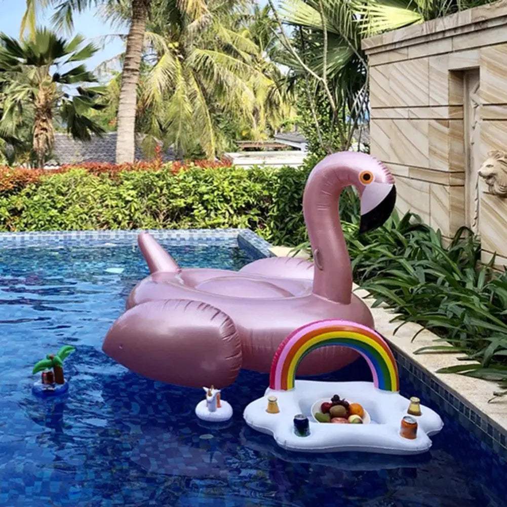 Summer Rainbow Inflatable Toys Beer Drinking Cooler Table Bar Tray Beach Swimming Pool Party Float Inflatable Ring Water Toys - ToylandEU