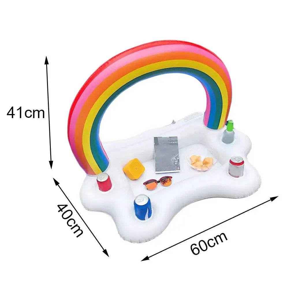 Summer Rainbow Inflatable Toys Beer Drinking Cooler Table Bar Tray Beach Swimming Pool Party Float Inflatable Ring Water Toys - ToylandEU