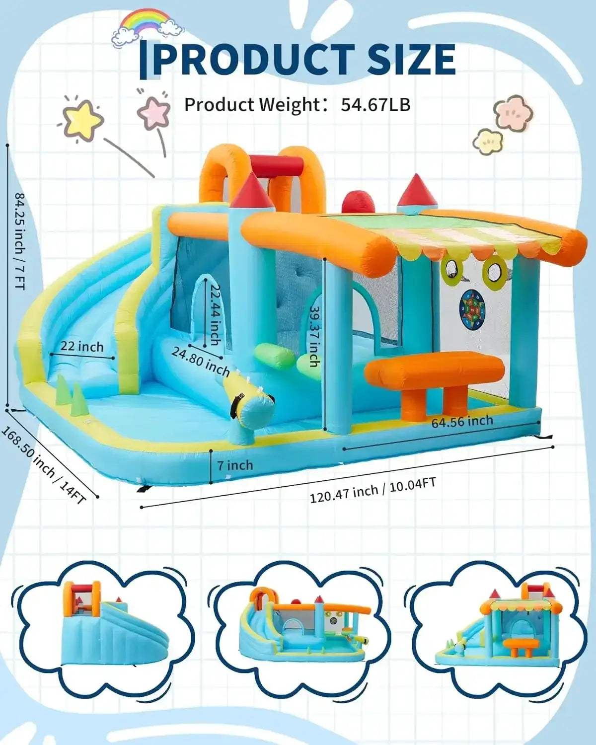 Inflatable Bounce House 12 In 1 With Blower And Slide - ToylandEU