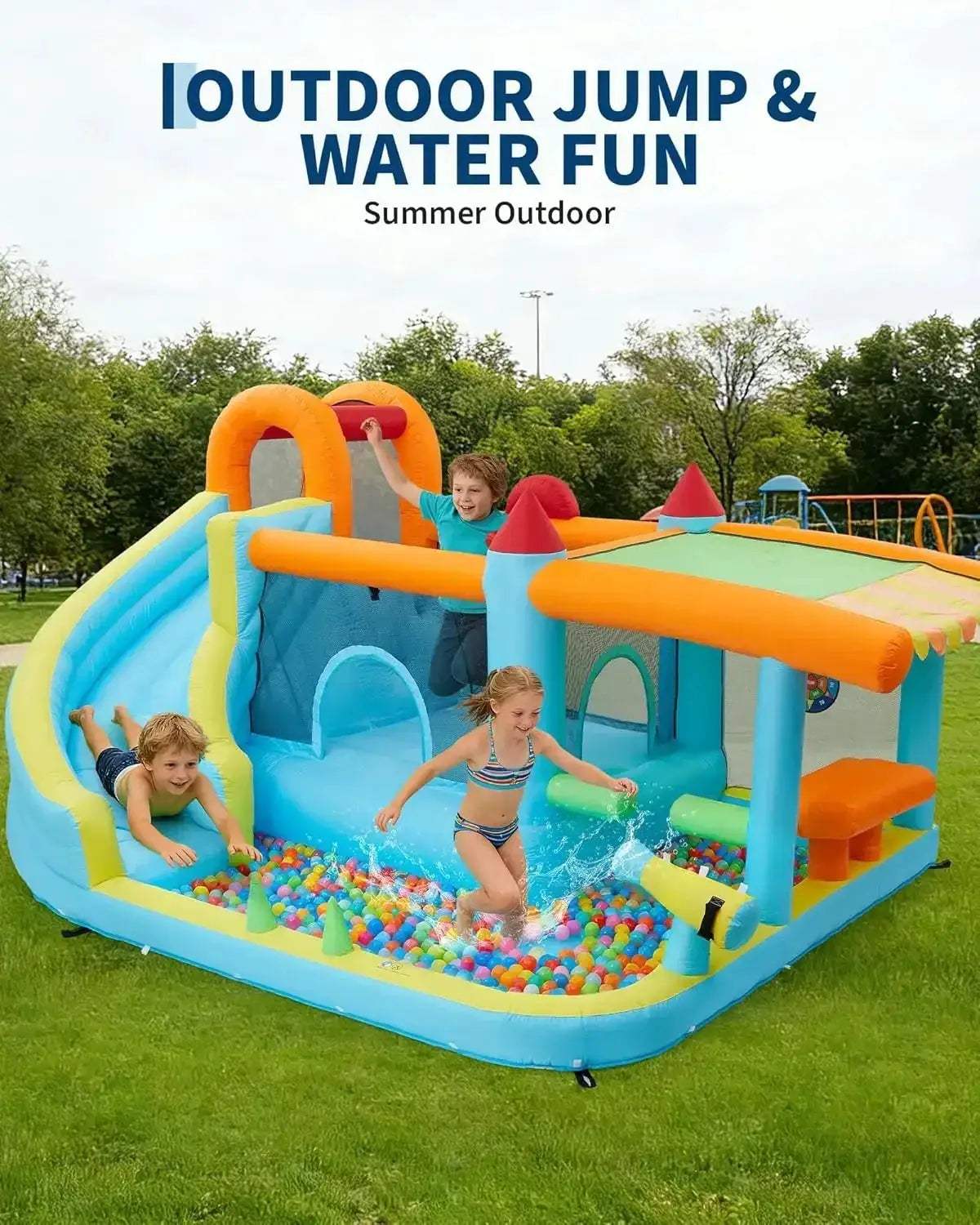 Inflatable Bounce House 12 In 1 With Blower And Slide - ToylandEU