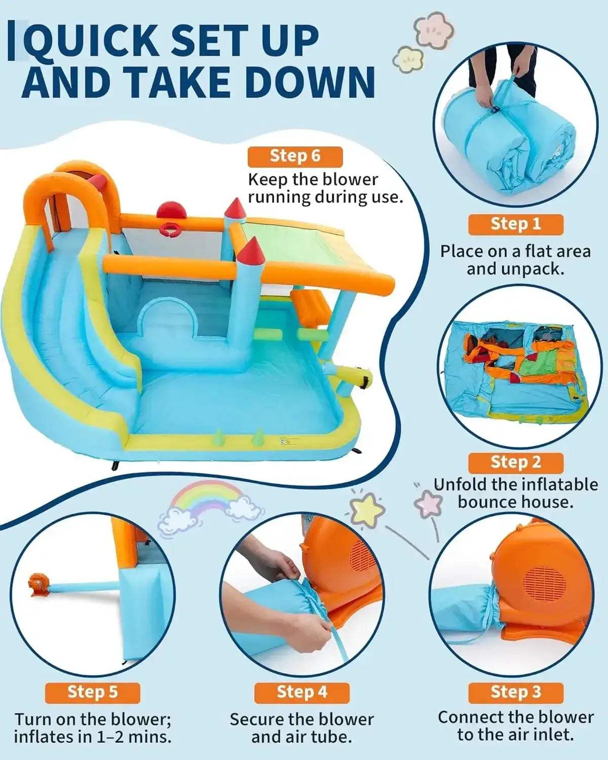 Inflatable Bounce House 12 In 1 With Blower And Slide - ToylandEU