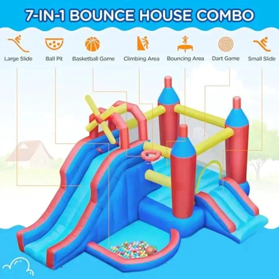  Inflatable Bounce House 7 In 1 Bouncy Castle -  ToylandEU™