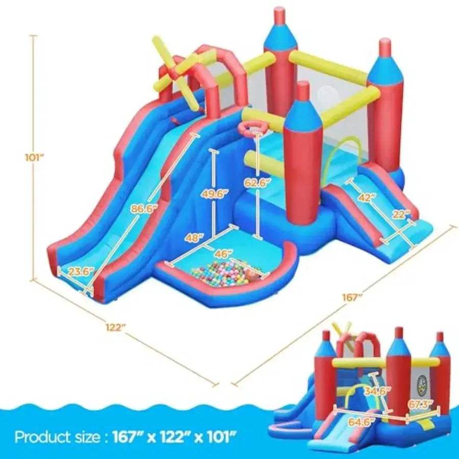 Inflatable Bounce House 7-In-1 Bouncy Castle For Backyard Fun - ToylandEU