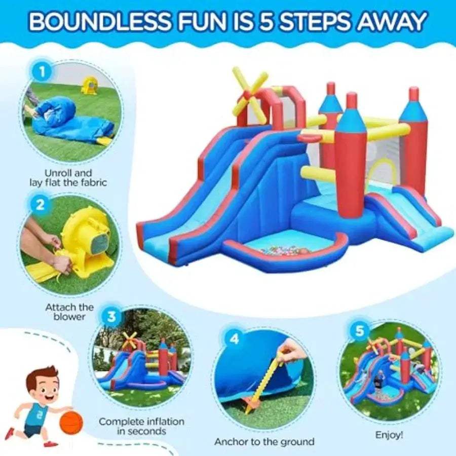 Inflatable Bounce House 7-In-1 Bouncy Castle For Backyard Fun - ToylandEU