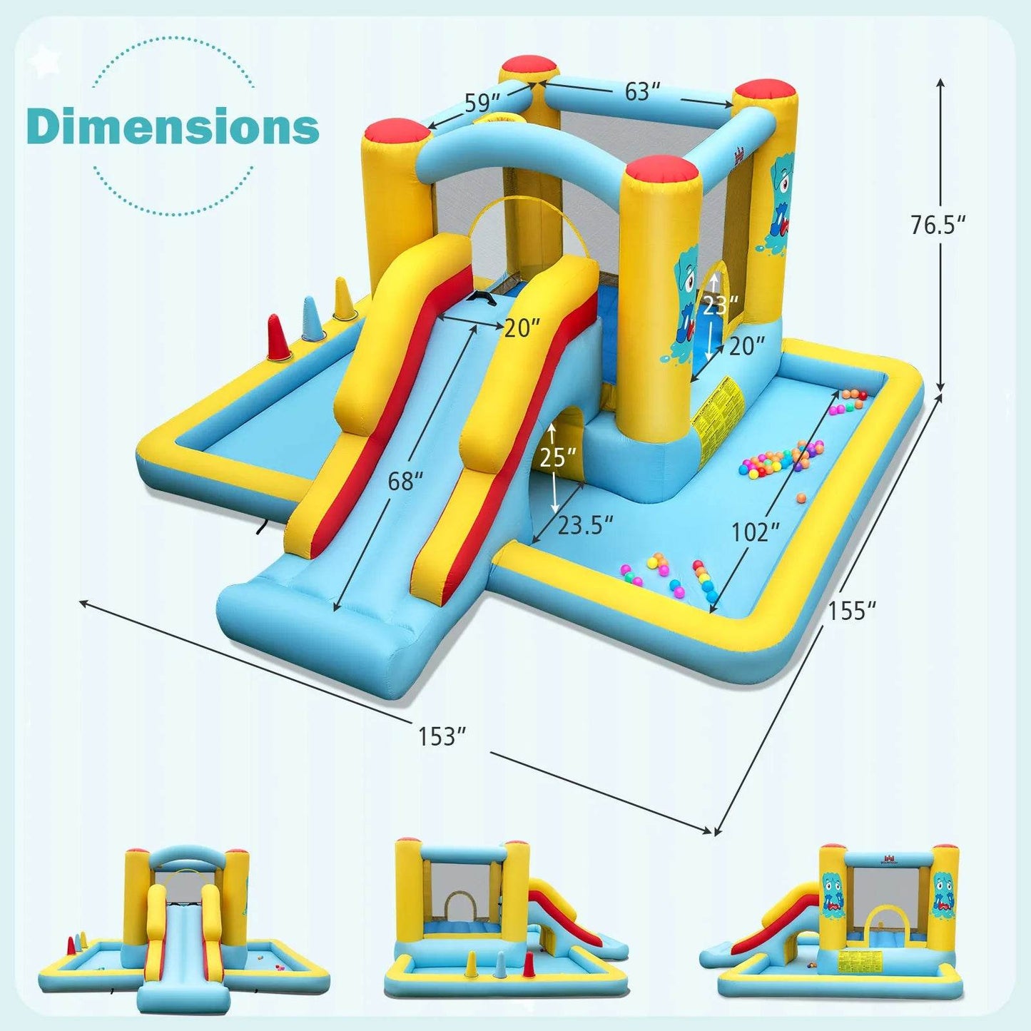 Inflatable Bounce House, 7-in-1 Giant Bouncy Castle Fun - ToylandEU