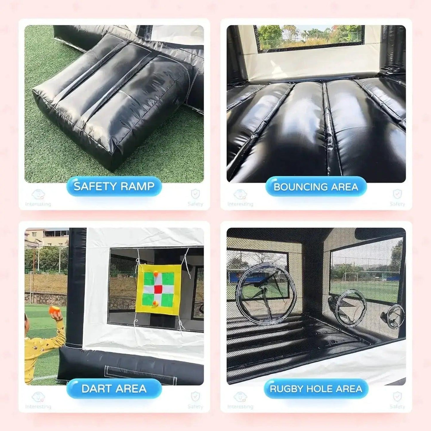  Inflatable Bounce House Commercial 13x10ft Black White -  ToylandEU™