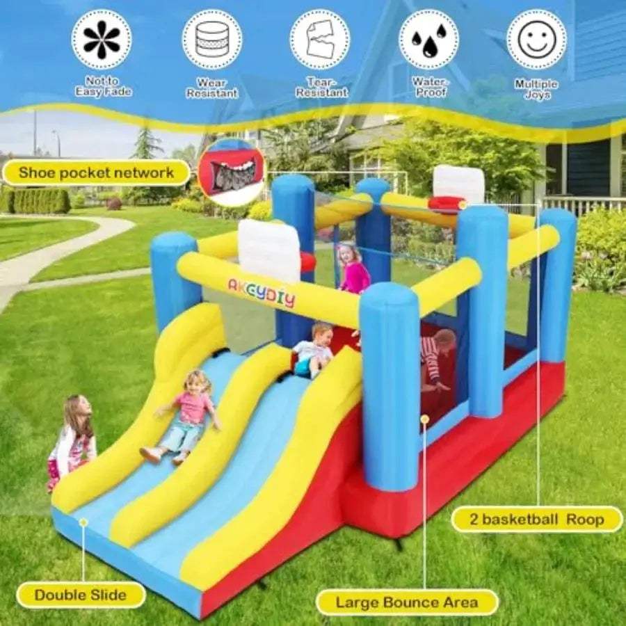 Inflatable Bounce House Dual Lanes for Outdoor Fun Playtime - ToylandEU