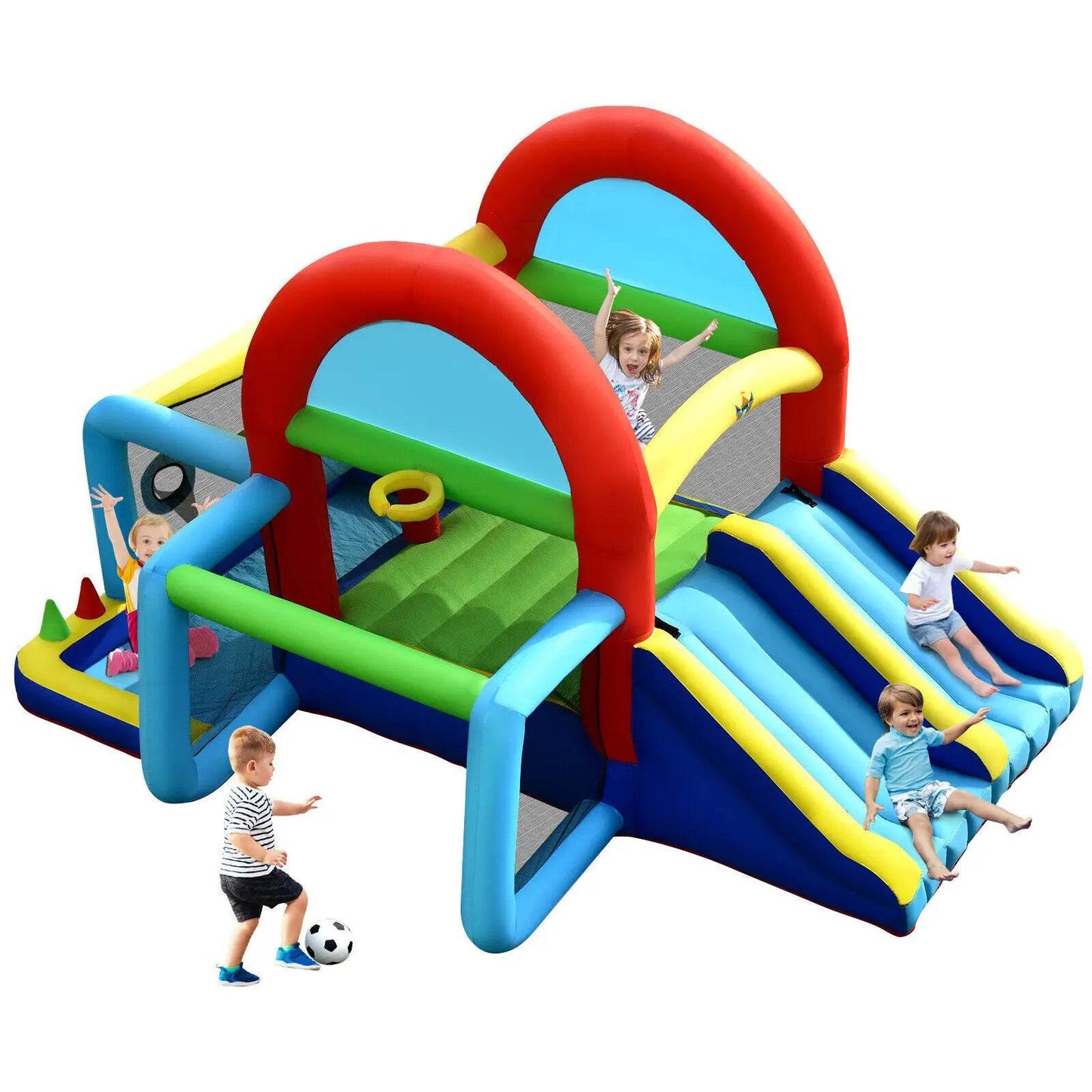 Inflatable Bounce House Kids Bouncy Jumping Castle with Dual Slides Without Blower - ToylandEU